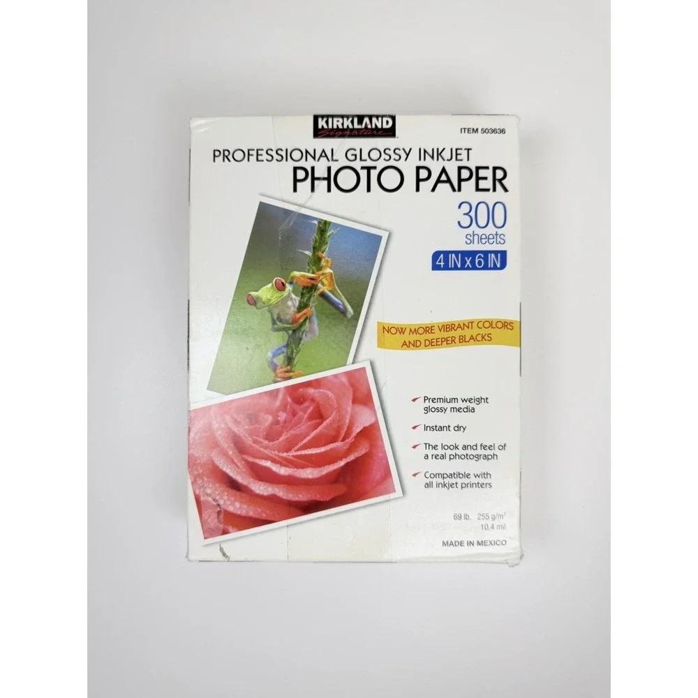 Kirkland Signature 4 x 6 Professional 69 Lb Glossy Inkjet Photo Paper 300 503636